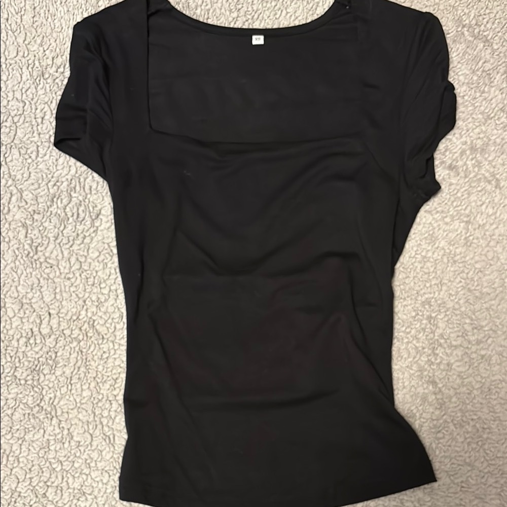 H&M Black Fitted Short Sleeve Blouse